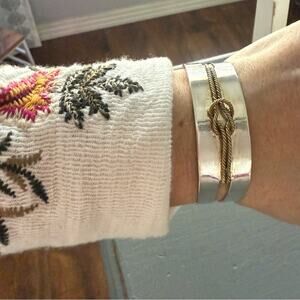 Taxco 925 Sterling Silver & Brass Rope Cuff Bracelet